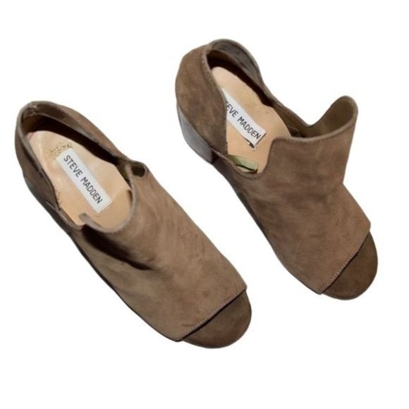 Steve Madden Brown Peep Toe Booties - Picture 7 of 8